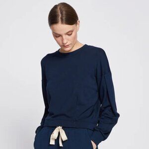 Stateside Softest Fleece Cropped Pullover in New Navy, XS